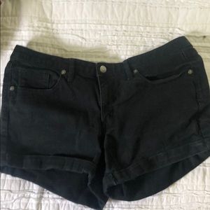 Black denim shorts